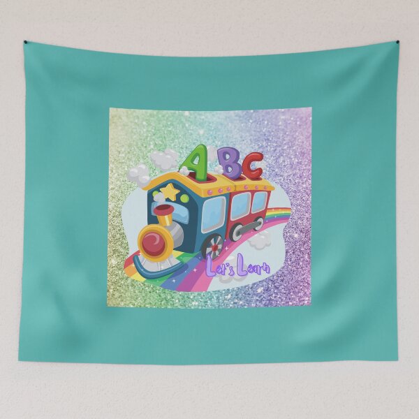 Item preview, Rainbow Sparkle Glitter Gold Star Choo Choo Train - Let's Learn - ABC's designed and sold by Palm-Pineapple.