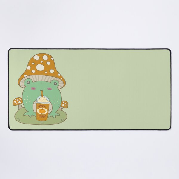 Cottagecore Frog & Pumpkin Spice Latte Desk Mat