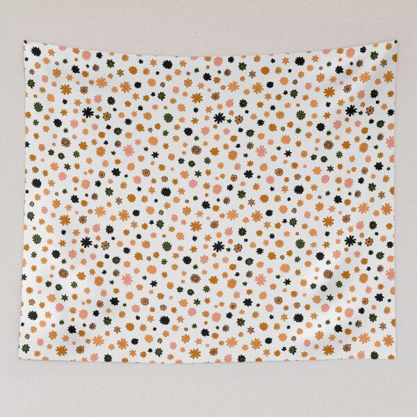 Item preview, ditzy flowers - camel on white designed and sold by Claire Bowley.