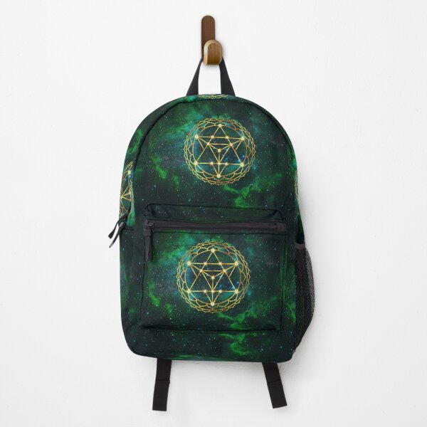 Item preview, Merkabah Ascension: Sacred Geometry Multipetal Lotus Mandala on Starry Nebula Green designed and sold by Art-PraveenRai.