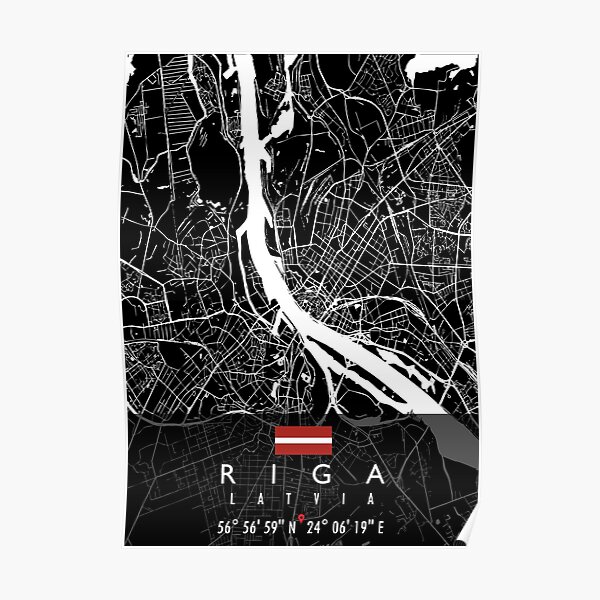 RIGA MAP LATVIA Poster