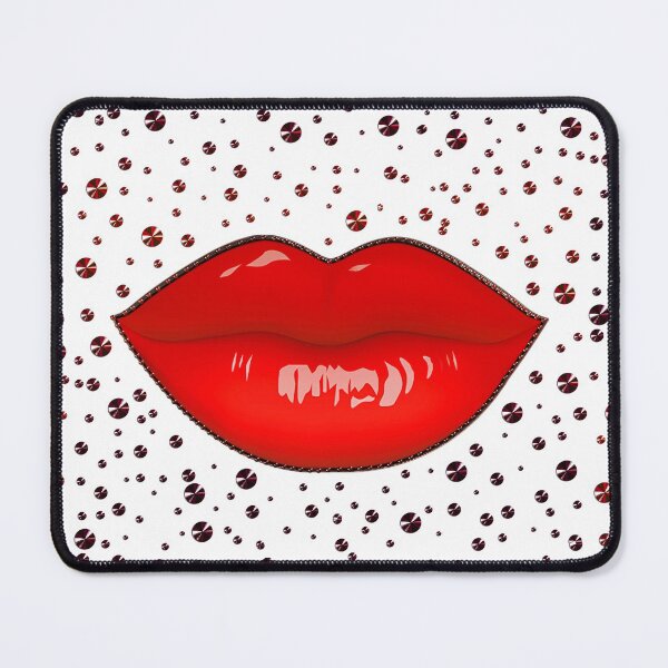 Item preview, red lips lipstick glossy makeup kissing mouth piercing designed and sold by GlamourChick.