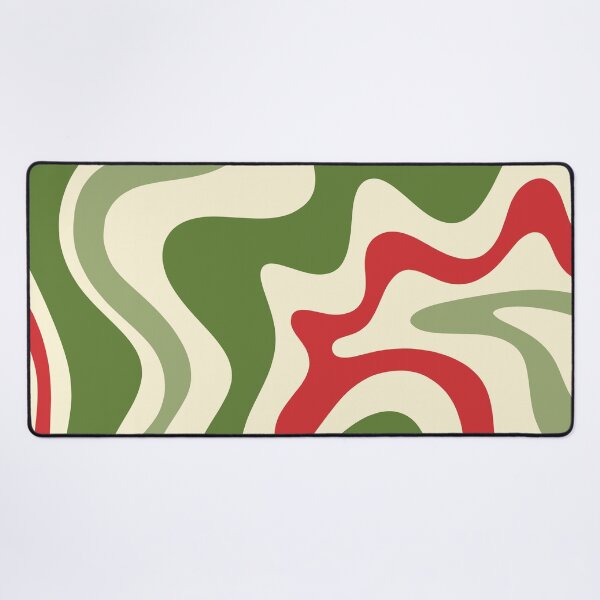 Item preview, Trippy Christmas Liquid Swirl Retro Abstract in Olive Green, Red, and Cream designed and sold by kierkegaard.