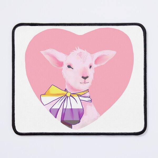 Item preview, Cottagecore pink enby goat designed and sold by MyYellowBird.
