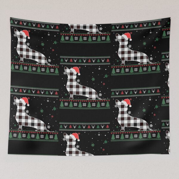 Item preview, Funny Christmas Dachshund Buffalo Plaid White designed and sold by Nguyenhaithanh.