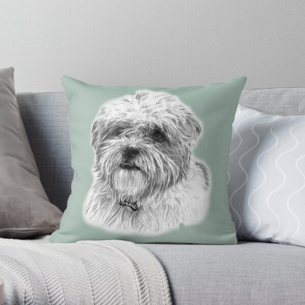 Ollie the Maltese Shih Tzu WHITE BACKGROUND Throw Pillow