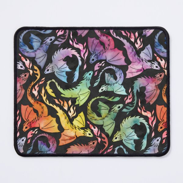 Dragon fire dark rainbow Mouse Pad