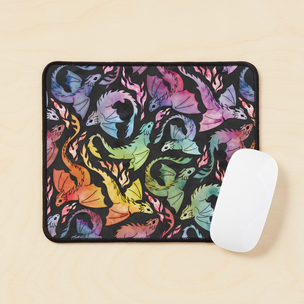 Dragon fire dark rainbow Mouse Pad
