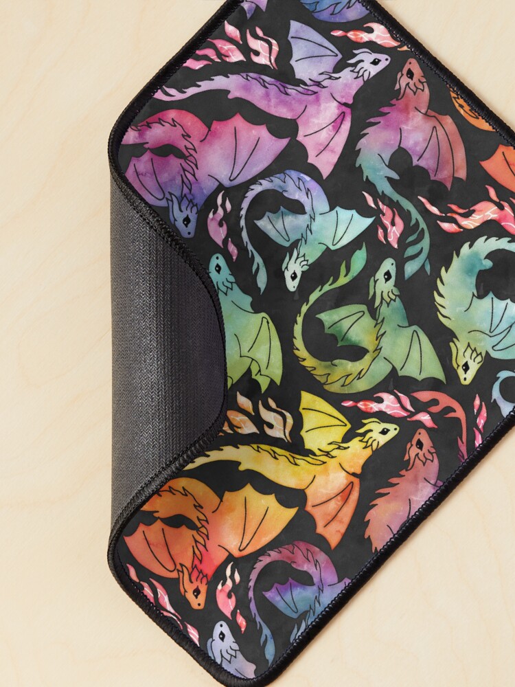 Thumbnail 2 of 5, Mouse Pad, Dragon fire dark rainbow designed and sold by adenaJ.