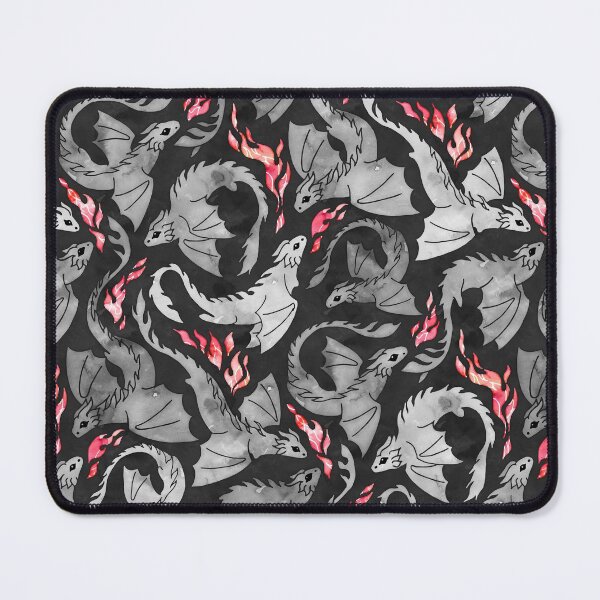 Dragon fire dark grey and black Mouse Pad