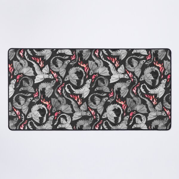 Dragon fire dark grey and black Desk Mat