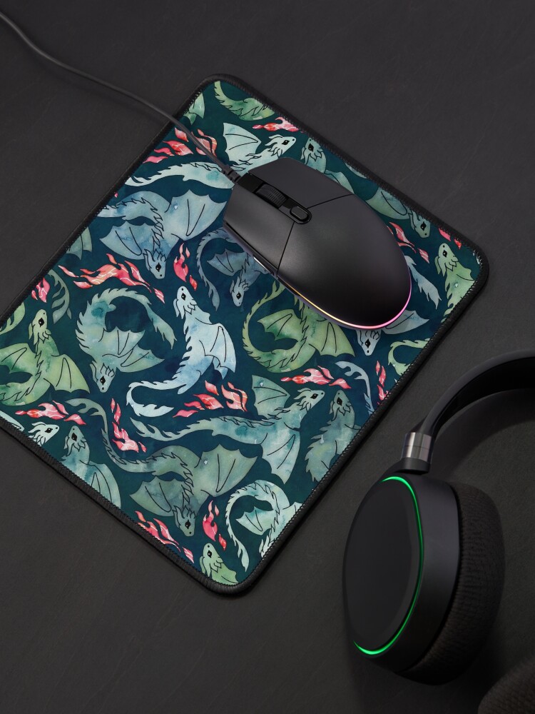 Alternate view of Dragon fire dark blue & green Mouse Pad