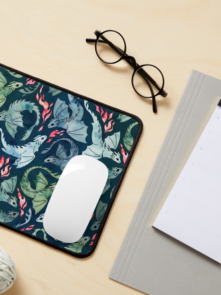 Alternate view of Dragon fire dark blue & green Mouse Pad