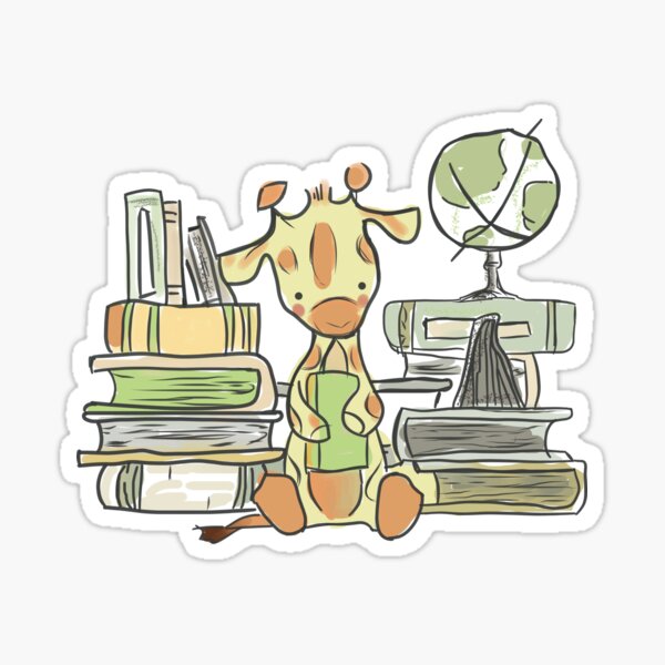 Item preview, Giraffe reading a book illustration designed and sold by Dhruthi Shetty.