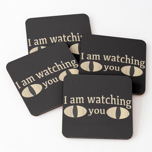 Item preview, Cat Eyes with „I am watching you“ - Halloween - Beige/ Soybean designed and sold by nabeArtist.