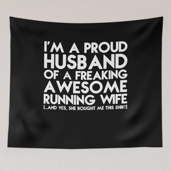 Item preview, I'm A Proud Husband of A Freaking Awesome Running Wife designed and sold by clickmostro.