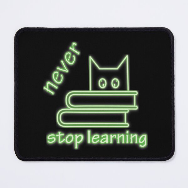 Item preview, Never stop learning - books and cat - green designed and sold by FunnyChameleon.