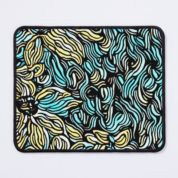 Item preview, Wavy Yellow Flowers on Turquoise designed and sold by EloiseArt.