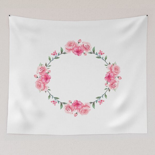 Item preview, Watercolor Pink Rose Flowers Wreath designed and sold by monodesigns.