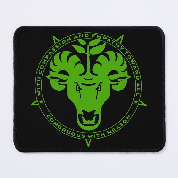 Item preview, With Empathy and Compassion toward All Congruous with Reason vegan vegetarian pentagram baphomet designed and sold by AlasAHintStudio.