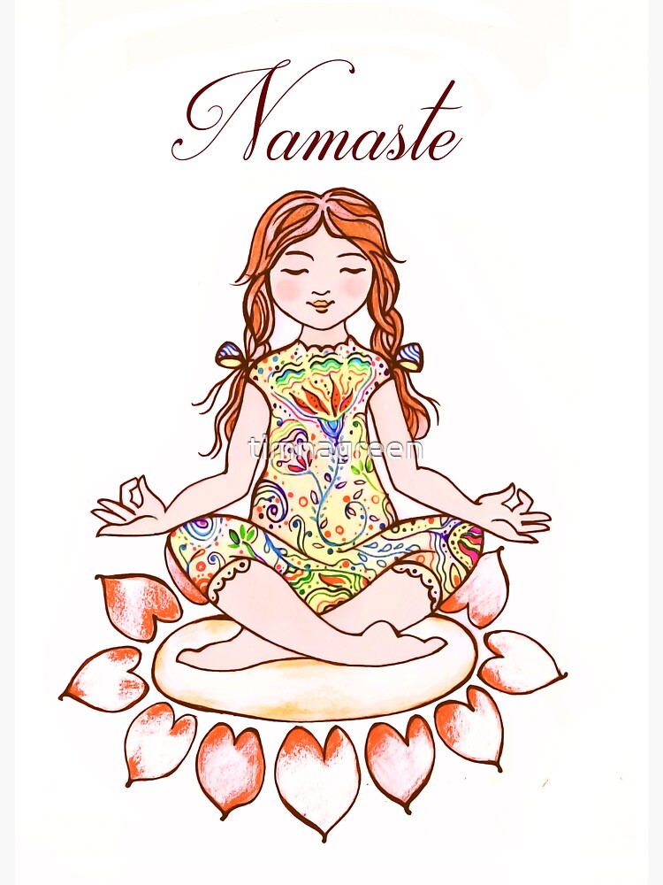 "namaste yoga girl card" Sticker for Sale by timnagreen Redbubble