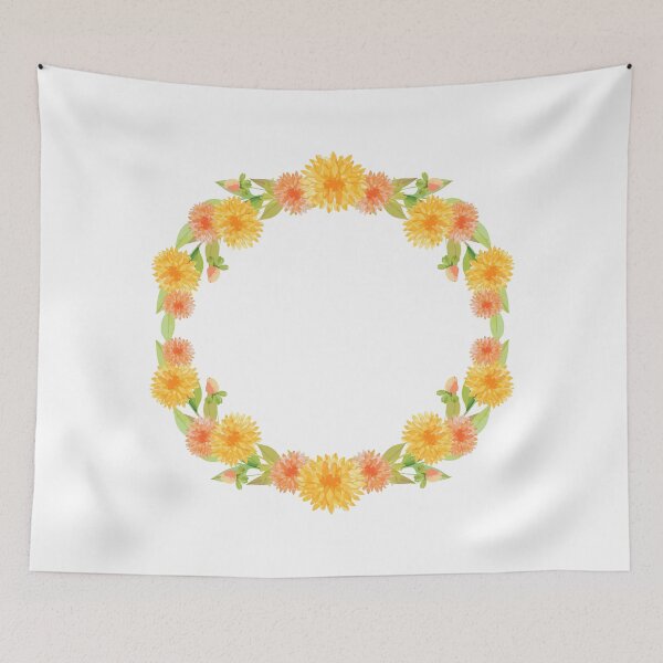 Item preview, Watercolor Orange Flowers Wreath designed and sold by monodesigns.