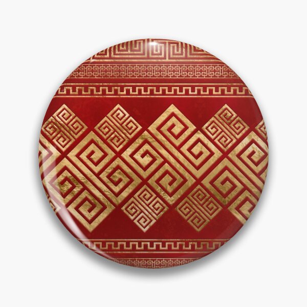 Item preview, Greek Meander - Greek Key - Gold on Red #1 designed and sold by k9printart.