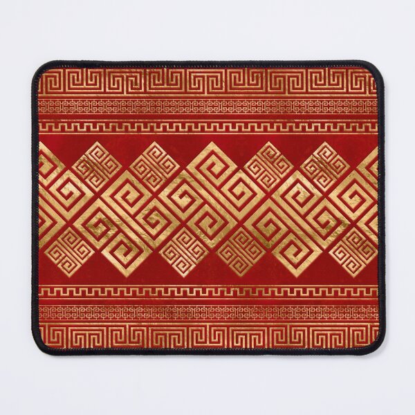 Item preview, Greek Meander - Greek Key - Gold on Red #1 designed and sold by k9printart.