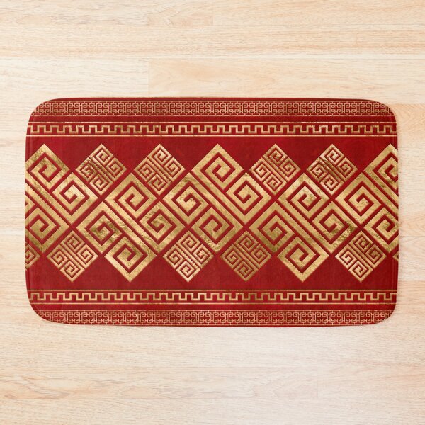 Item preview, Greek Meander - Greek Key - Gold on Red #1 designed and sold by k9printart.