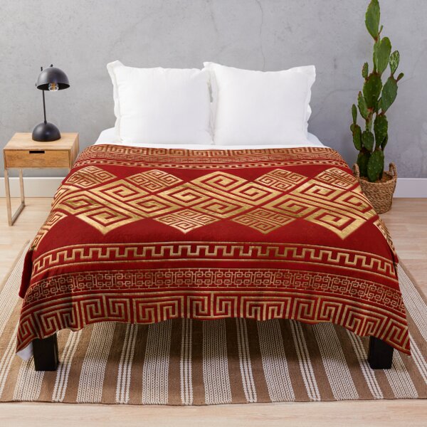 Item preview, Greek Meander - Greek Key - Gold on Red #1 designed and sold by k9printart.