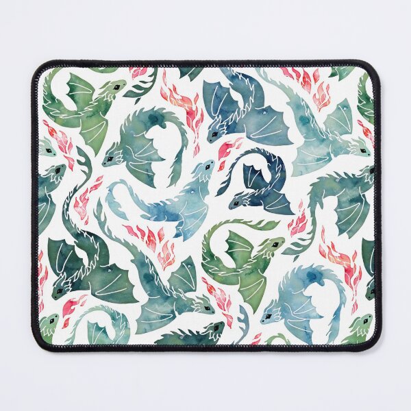 Dragon fire blue & green Mouse Pad