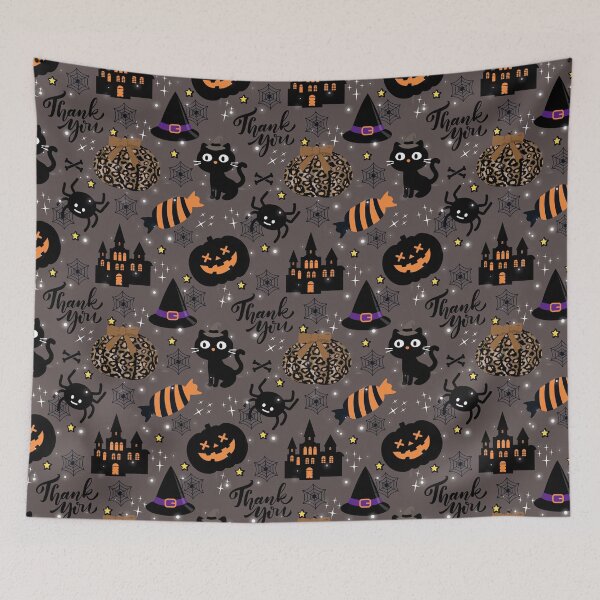 Item preview, Loepard Pumpkin Cat Witchhat Spider Halloween Pattern designed and sold by JooArtPrints  ★★★★★.