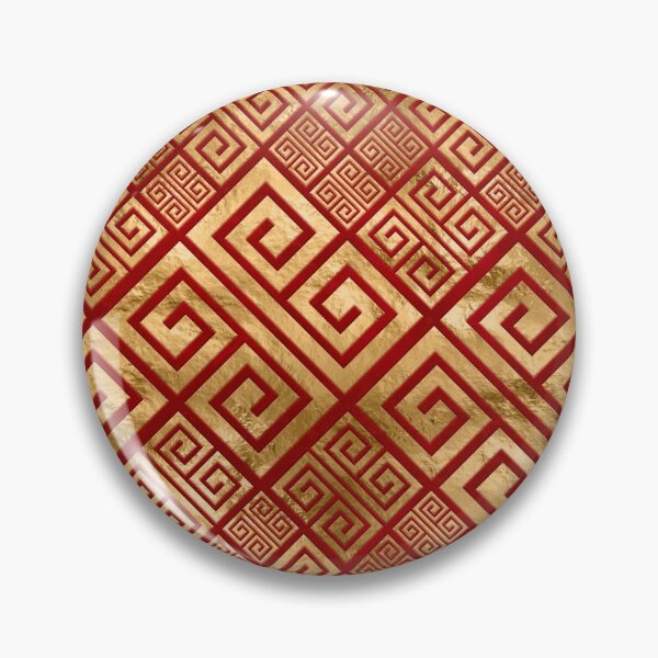 Item preview, Greek Meander - Greek Key - Gold on Red #2 designed and sold by k9printart.