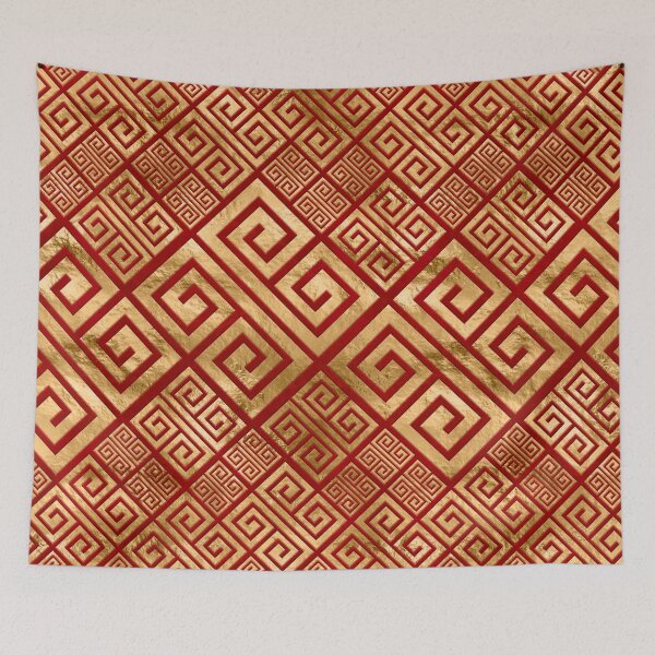 Item preview, Greek Meander - Greek Key - Gold on Red #2 designed and sold by k9printart.
