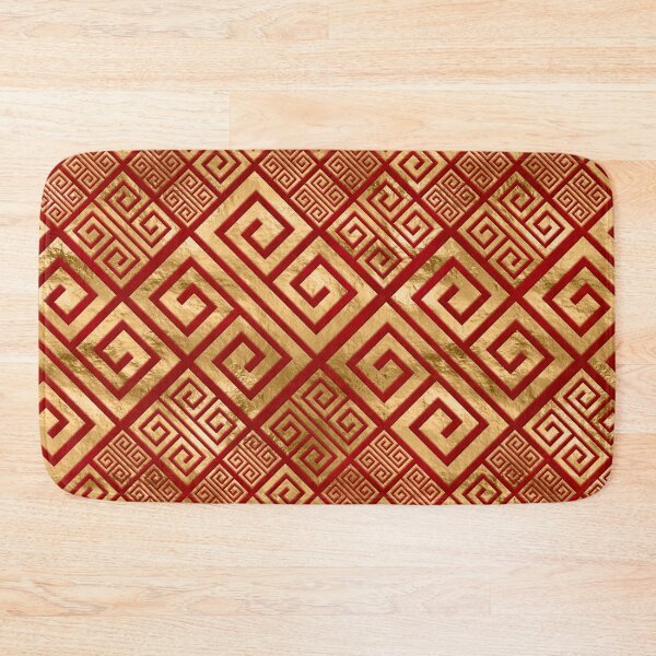 Item preview, Greek Meander - Greek Key - Gold on Red #2 designed and sold by k9printart.