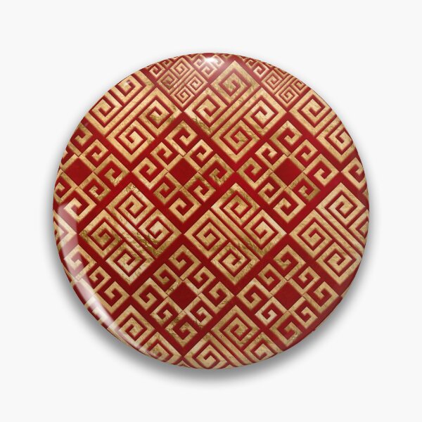 Item preview, Greek Meander - Greek Key - Gold on Red #3 designed and sold by k9printart.