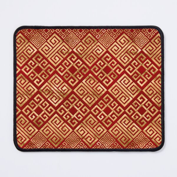 Item preview, Greek Meander - Greek Key - Gold on Red #3 designed and sold by k9printart.
