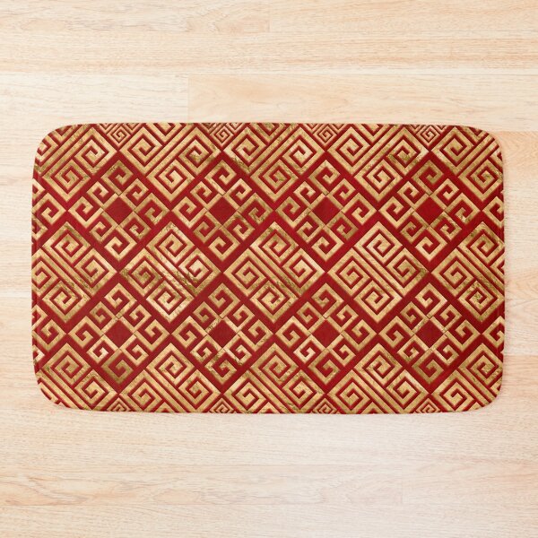 Item preview, Greek Meander - Greek Key - Gold on Red #3 designed and sold by k9printart.