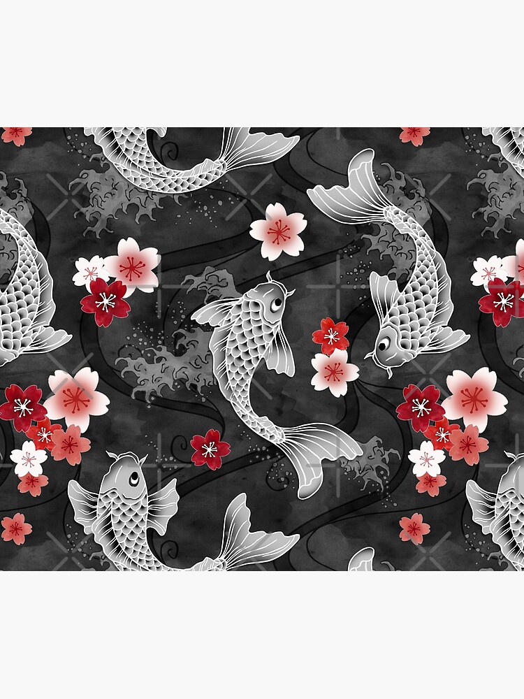 Thumbnail 5 of 5, Mouse Pad, Koi sakura blossom in black designed and sold by adenaJ.
