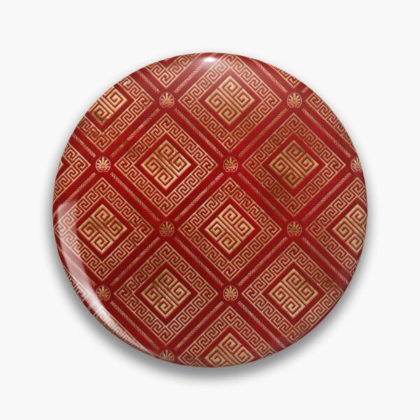 Item preview, Greek Meander - Greek Key - Gold on Red #4 designed and sold by k9printart.