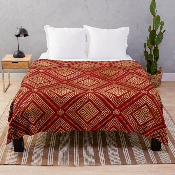 Item preview, Greek Meander - Greek Key - Gold on Red #4 designed and sold by k9printart.