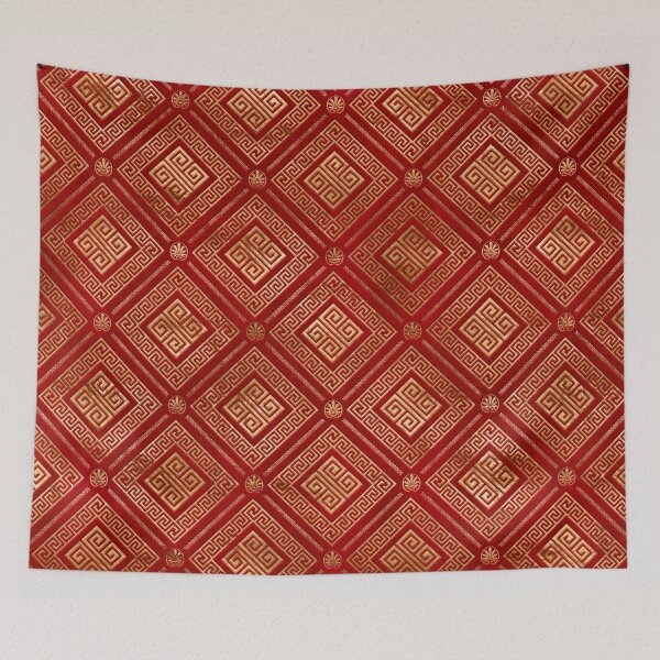 Item preview, Greek Meander - Greek Key - Gold on Red #4 designed and sold by k9printart.