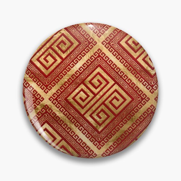 Item preview, Greek Meander - Greek Key - Gold on Red #5 designed and sold by k9printart.