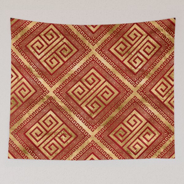 Item preview, Greek Meander - Greek Key - Gold on Red #5 designed and sold by k9printart.