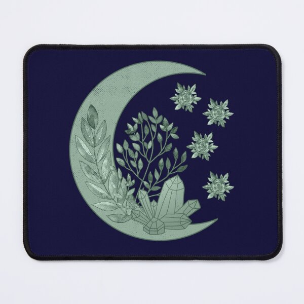 Item preview, Floral Crescent Moon With Healing Crystal designed and sold by GrimButterfly.