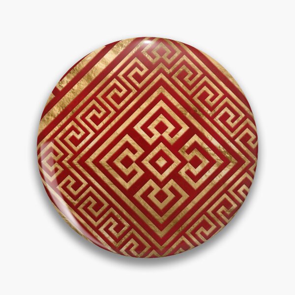 Item preview, Greek Meander - Greek Key - Gold on Red #6 designed and sold by k9printart.