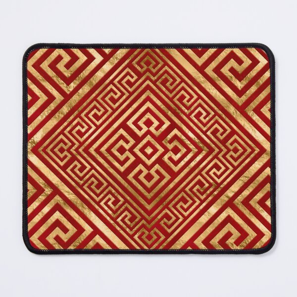 Item preview, Greek Meander - Greek Key - Gold on Red #6 designed and sold by k9printart.