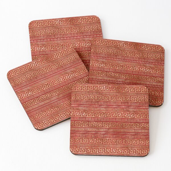 Item preview, Greek Meander - Greek Key - Gold on Red #7 designed and sold by k9printart.
