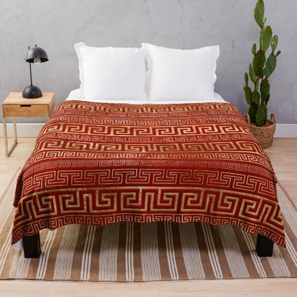 Item preview, Greek Meander - Greek Key - Gold on Red #7 designed and sold by k9printart.