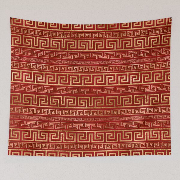 Item preview, Greek Meander - Greek Key - Gold on Red #7 designed and sold by k9printart.